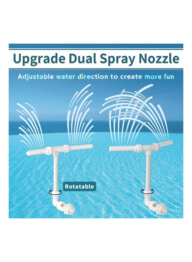 Y&D Water-Fountain Dual Spray Swimming-Pool-Accessories - Upgrade Above/Inground Waterfall Cooler, Adjustable 2 in 1 Nozzle, High Pressure Pond Aerator, Garden Sprinkle Feature Outdoor Decor - Image 2