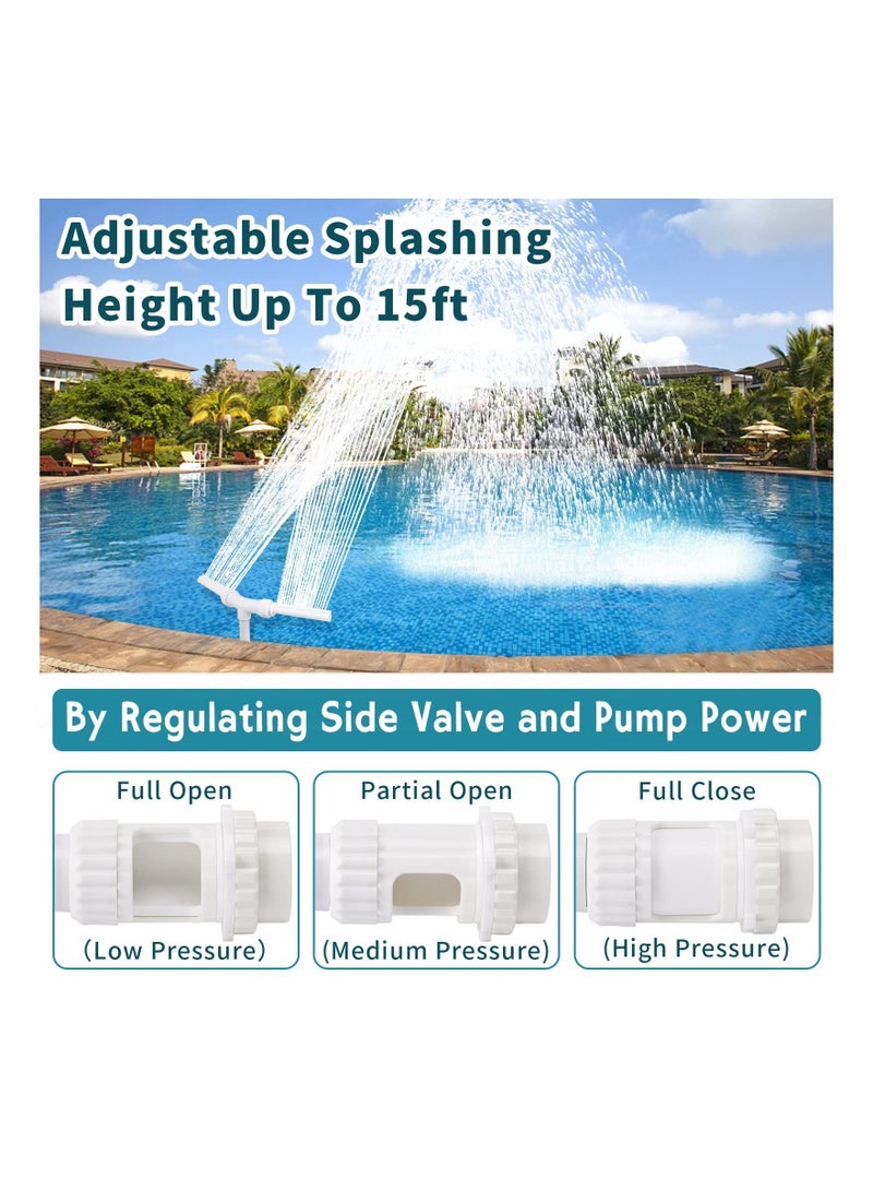 Y&D Water-Fountain Dual Spray Swimming-Pool-Accessories - Upgrade Above/Inground Waterfall Cooler, Adjustable 2 in 1 Nozzle, High Pressure Pond Aerator, Garden Sprinkle Feature Outdoor Decor - Image 5