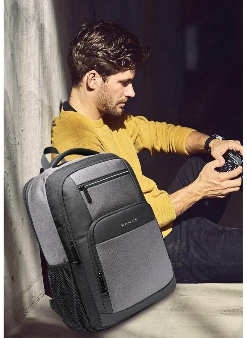 BANGE Laptop Backpack Large Capacity School Bag USB Charging Port Water Resistant 15.6 inch - Black - Image 3