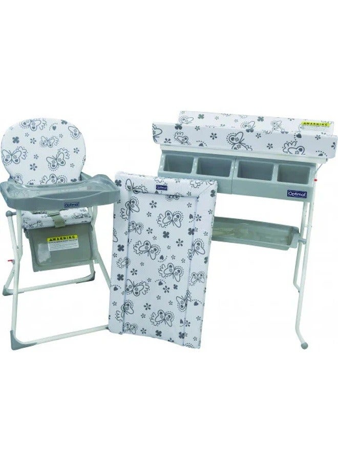 Optimal حصيرة تغيير الأطفال الكبيرة جداً المقاومة للماء - ناعمة من البولي يوريثان وسهلة التنظيف - رمادي بفراشة - Image 2