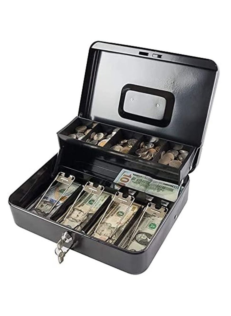 Rubik Cash Box with Keys Money Tray Coin Slot Tray Steel Register For Small Business Durable Portable Security Lockable Money Box Safe for Cash Storage (30x24x9cm) X-Large  - Image 1