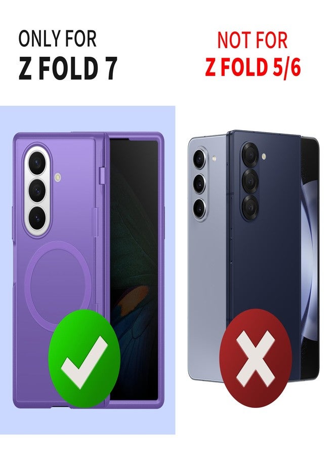 موبوسي جراب MOBOSI لهاتف سامسونج جالاكسي زد فولد 7 مع واقي شاشة للخصوصية، [متوافق مع ماج سيف]، [حامل مدمج وحماية كاملة لمفصلات الهاتف] جراب هاتف مغناطيسي رفيع لهاتف زد فولد 7، بنفسجي - Image 5