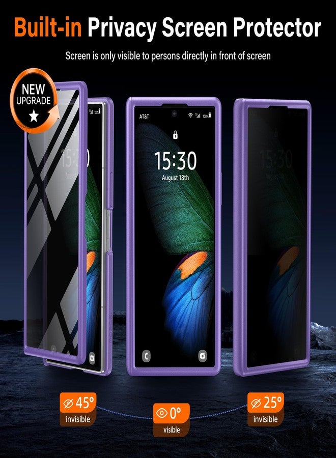 موبوسي جراب MOBOSI لهاتف سامسونج جالاكسي زد فولد 7 مع واقي شاشة للخصوصية، [متوافق مع ماج سيف]، [حامل مدمج وحماية كاملة لمفصلات الهاتف] جراب هاتف مغناطيسي رفيع لهاتف زد فولد 7، بنفسجي - Image 4