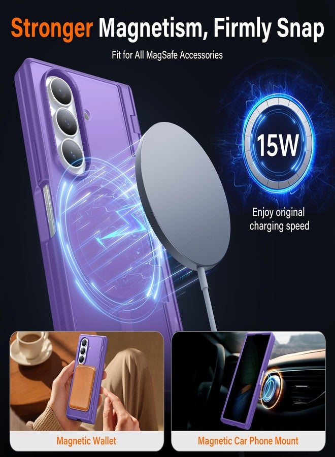 موبوسي جراب MOBOSI لهاتف سامسونج جالاكسي زد فولد 7 مع واقي شاشة للخصوصية، [متوافق مع ماج سيف]، [حامل مدمج وحماية كاملة لمفصلات الهاتف] جراب هاتف مغناطيسي رفيع لهاتف زد فولد 7، بنفسجي - Image 3