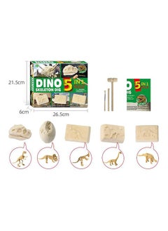 NIBEMINENT Dinosaur Skeleton 5 In 1 Dig Archaeological Educational Toy 26.5x21.5x6cm  - Image 1