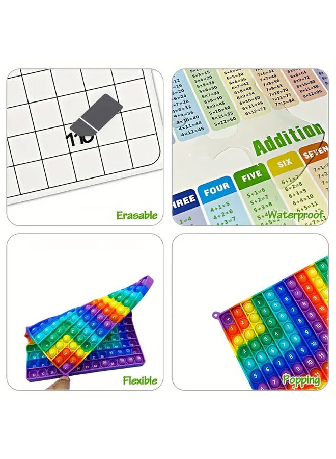 Rainbow Math Pop It Game Multiplication Table Practice Cards For Kids - Image 5