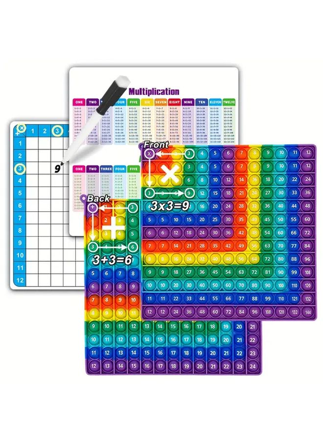 Rainbow Math Pop It Game Multiplication Table Practice Cards For Kids - Image 2