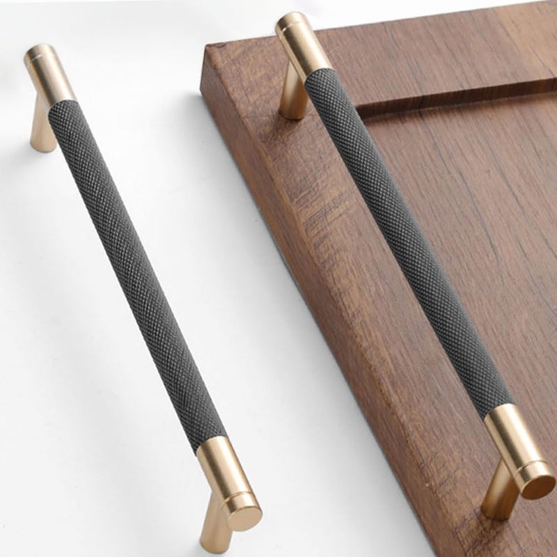 Gutuwellea 12 Pack 7 12 Inch 192 mm Gold and Grey Cabinet Handles Cabinet Pulls Aluminum Handles Knurled Drawer Pulls Oxidation Finish with Diamond Pattern 86 Length 75 Hole Center