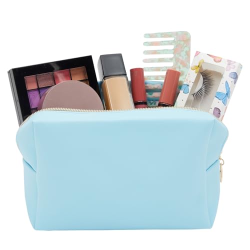 Glamlily 3 Pack Faux Leather Makeup Bag with Zipper, Travel Cosmetic Pouches (3 Pastel Colors) - Image 4