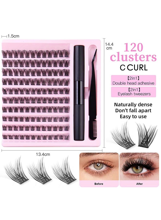 HS 120 Clusters C Curl Individual Lashes Cluster Lashes DIY Eyelash Natural Look 3D Effect Black Individual False Eyelashes With Eyelash Glue - Image 3