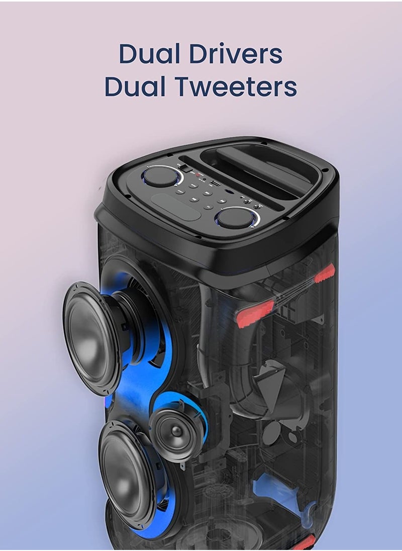 Toreto - TOR-365 Party 70 Wireless Bluetooth Party Speaker| 70Watt Signature Deep Bass Sound | Dynamic Running Sense RGB Light| Digital Karaoke Mic - Image 1