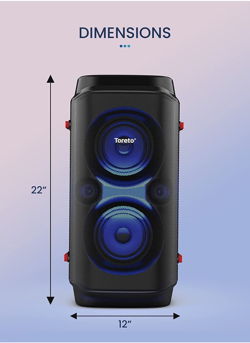 Toreto - TOR-365 Party 70 Wireless Bluetooth Party Speaker| 70Watt Signature Deep Bass Sound | Dynamic Running Sense RGB Light| Digital Karaoke Mic - Image 1