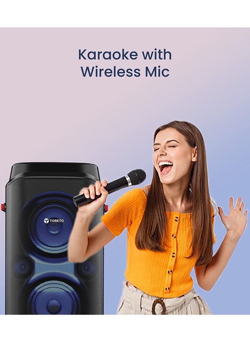 Toreto - TOR-365 Party 70 Wireless Bluetooth Party Speaker| 70Watt Signature Deep Bass Sound | Dynamic Running Sense RGB Light| Digital Karaoke Mic - Image 1