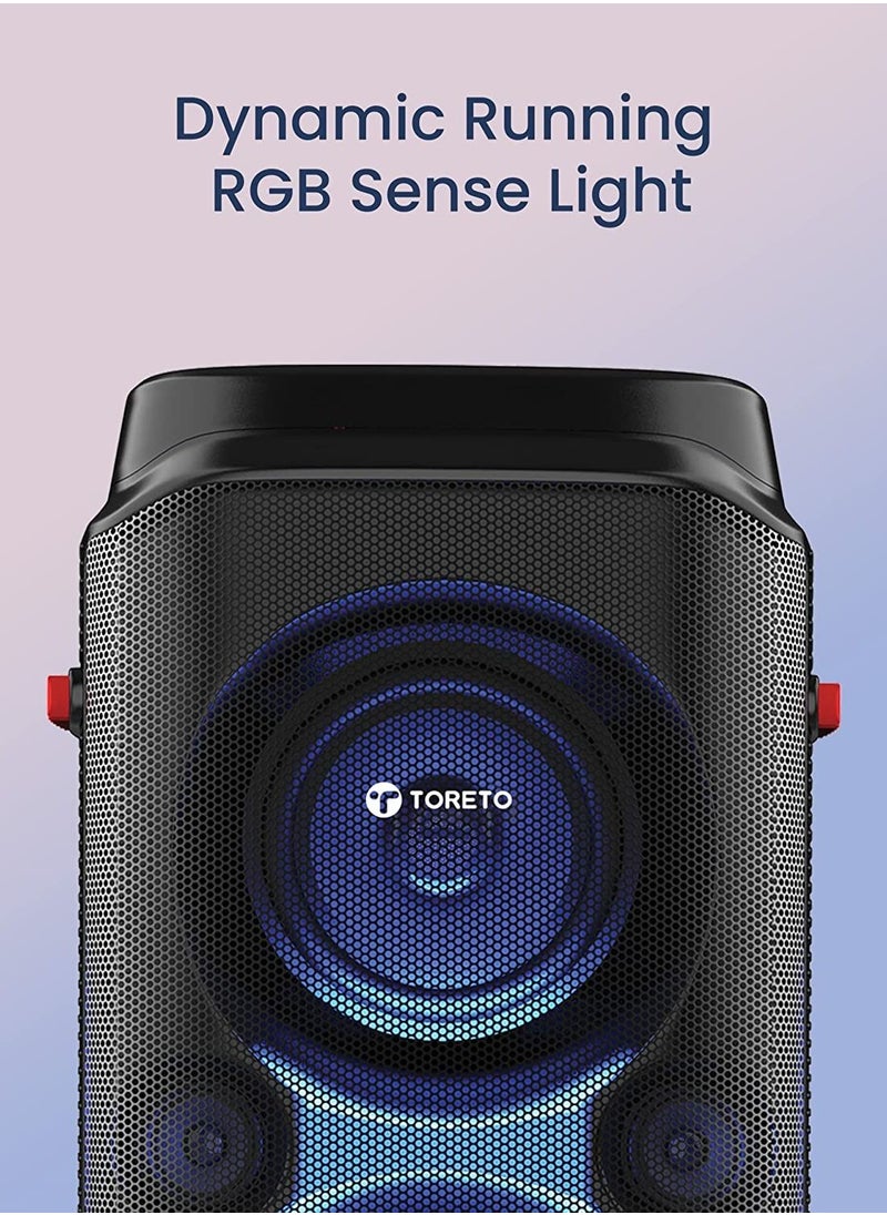 Toreto - TOR-365 Party 70 Wireless Bluetooth Party Speaker| 70Watt Signature Deep Bass Sound | Dynamic Running Sense RGB Light| Digital Karaoke Mic - Image 1