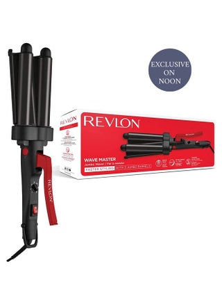 Revlon Wave Master Jumbo Waver with Three-Prong Jumbo Barrels, Tourmaline Ceramic Coating, 30 Heat Settings Up to 190°C - RVIR3056UKE, Black - pzsku/Z94533C8EBB0BC73F5D18Z/45/_/1668178335/38f7c345-be71-43f9-9b2b-9c8bab67e3d4