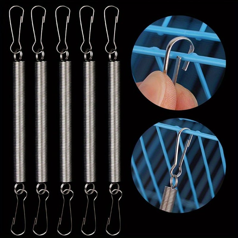 Silvery Stainless Steel Rabbit Cage Springs Double Clips 3.1 Inch Durable Small Pet Hamster Water Bottle Holder - Image 4