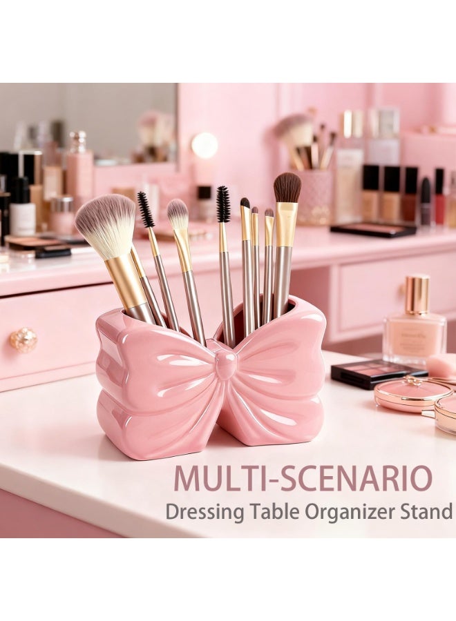 2-Slot Bow Shape Toothbrush Toothpaste Holder Pink Cute Bathroom Counter Storage Organizer For Electric Toothbrush Razor Floss - Image 5