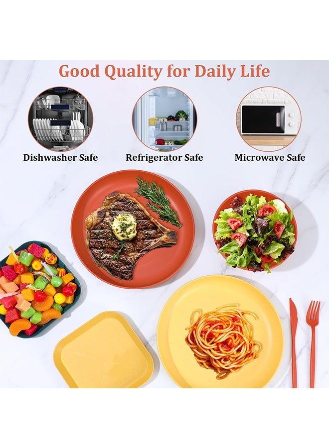 Peachjoy 49 Pcs Dinnerware Sets, Unbreakable Plates and Bowls Sets, Reusable Dinnerware Sets for 4 People, Travel Camping Picnic Home Party Cutlery Set, Dishwasher Microwave Safe Dishes  - Image 5
