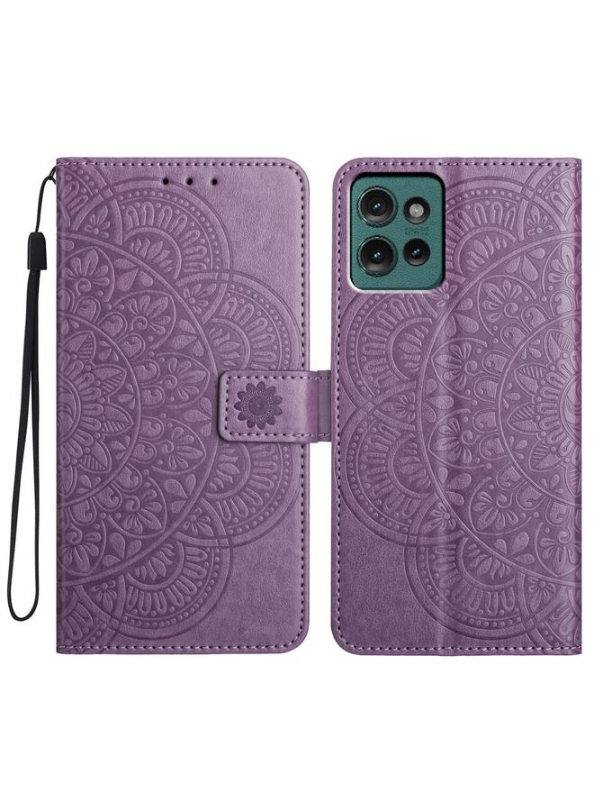 اس-توب جراب لهاتف موتورولا إيدج 50 5G، جراب جلدي منقوش بالزهور - Image 1