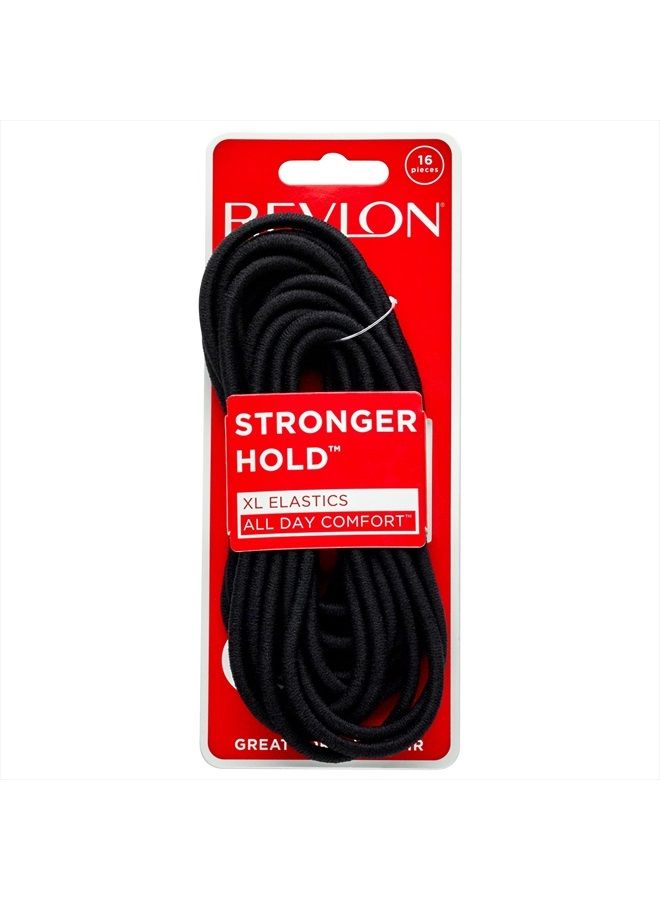 Revlon Extra Long Black Hair Elastics, 16 Count - Image 1