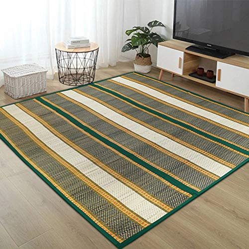 HOKIPO Madurkathi Classic Contemporary Chatai Mat (Green, 6.5x4.5 Feet, Pack of 1)Rectangular - Image 1