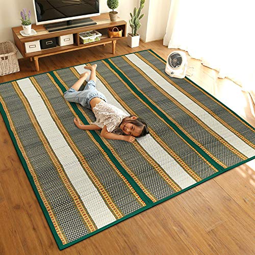 HOKIPO Madurkathi Classic Contemporary Chatai Mat (Green, 6.5x4.5 Feet, Pack of 1)Rectangular - Image 2