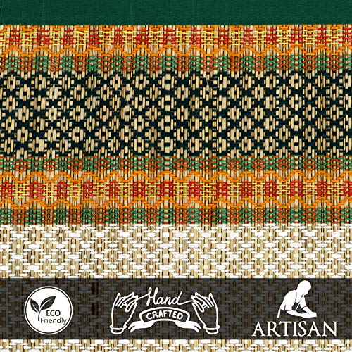 HOKIPO Madurkathi Classic Contemporary Chatai Mat (Green, 6.5x4.5 Feet, Pack of 1)Rectangular - Image 4