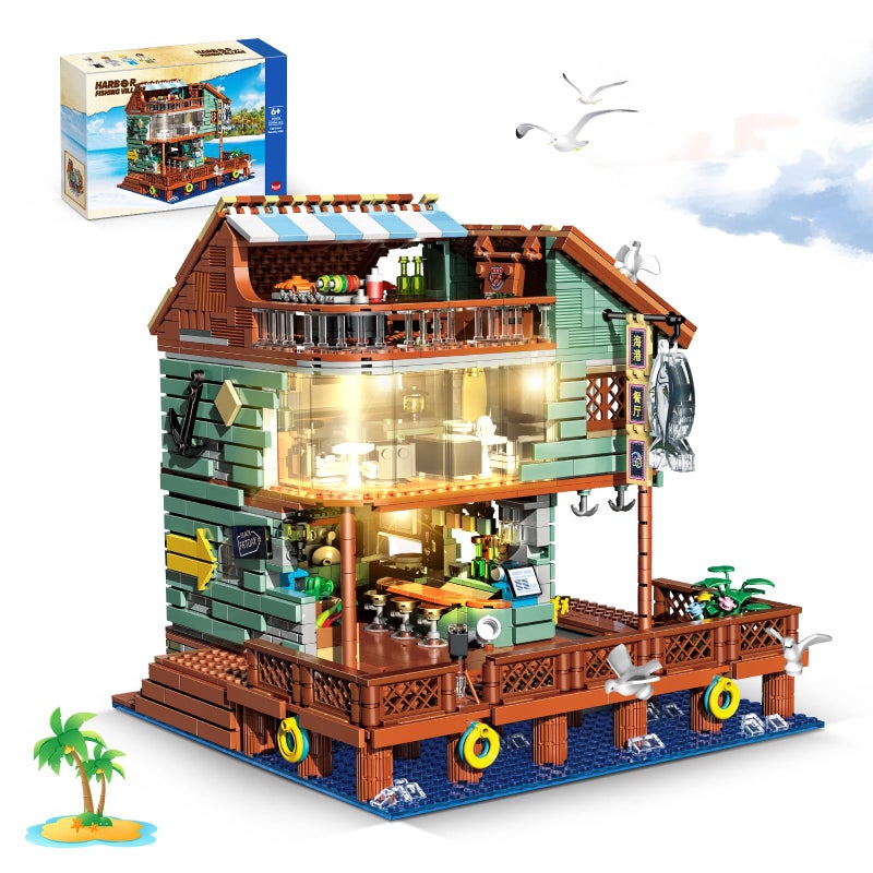 HSANHE Harbour Restaurant House Mini Bricks Building Kit Ideas Creative Architecture Building Toys Birthday Gift for Adult Boys Girls 2096 Pieces Not Compatible with Lego Set - Image 2