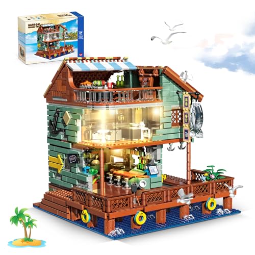HSANHE Harbour Restaurant House Mini Bricks Building Kit Ideas Creative Architecture Building Toys Birthday Gift for Adult Boys Girls 2096 Pieces Not Compatible with Lego Set - Image 1