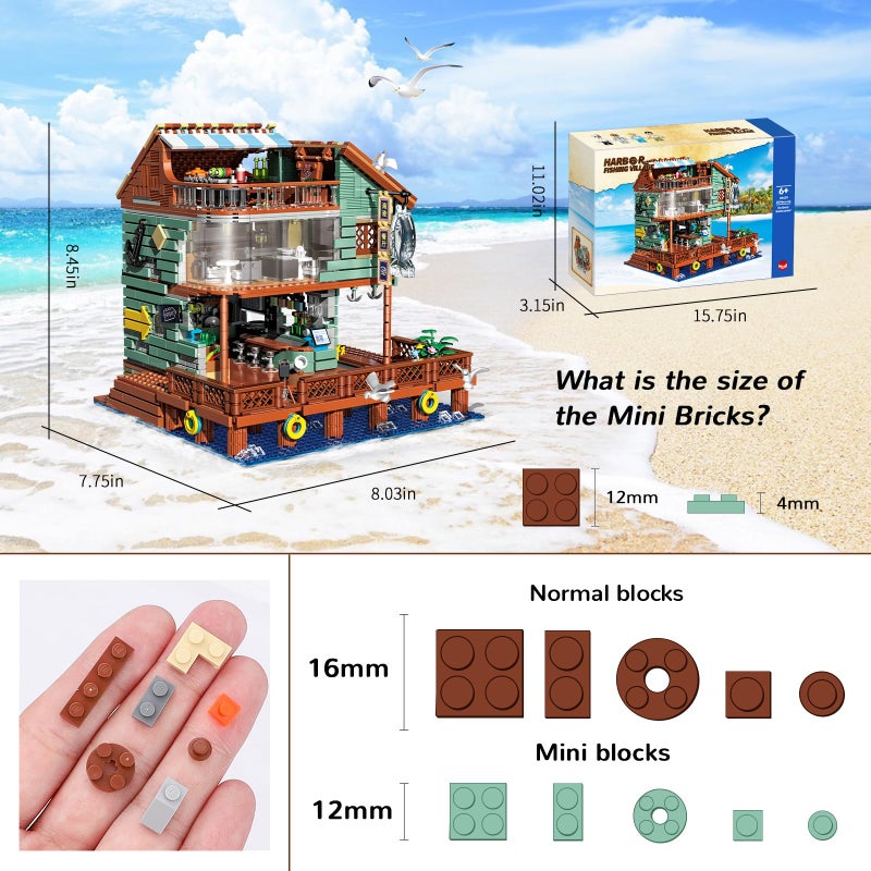 HSANHE Harbour Restaurant House Mini Bricks Building Kit Ideas Creative Architecture Building Toys Birthday Gift for Adult Boys Girls 2096 Pieces Not Compatible with Lego Set - Image 3