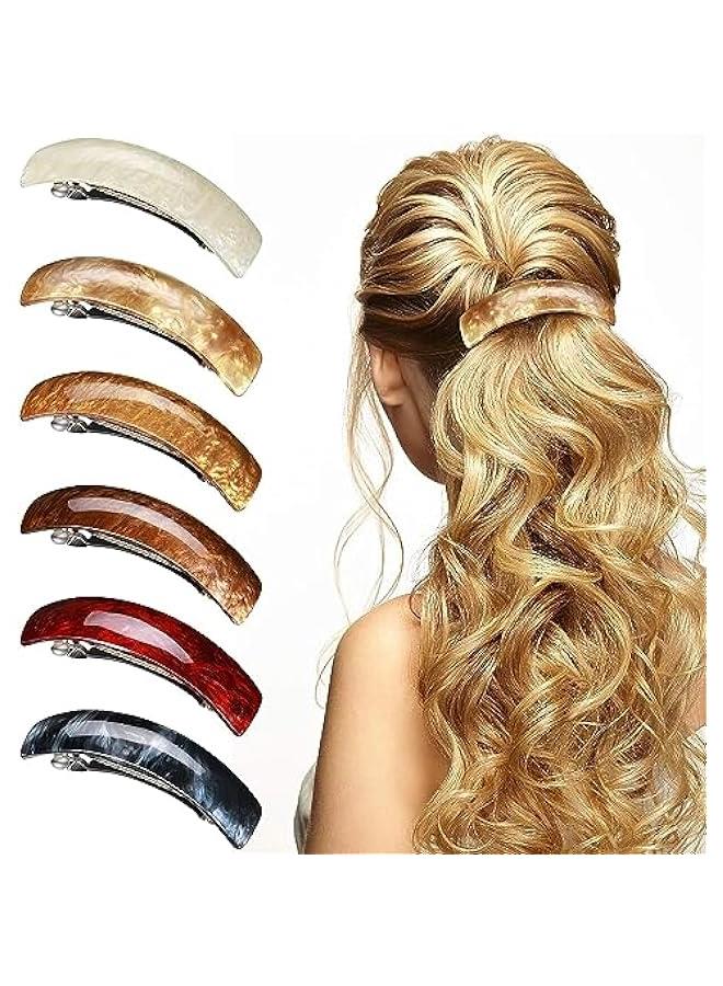 FYLX 6 Barrettes for Women Hair Cli Hair Accessories Large French Hair Pin Retro Hair Clasp 6 Colors Group 1) - Image 1