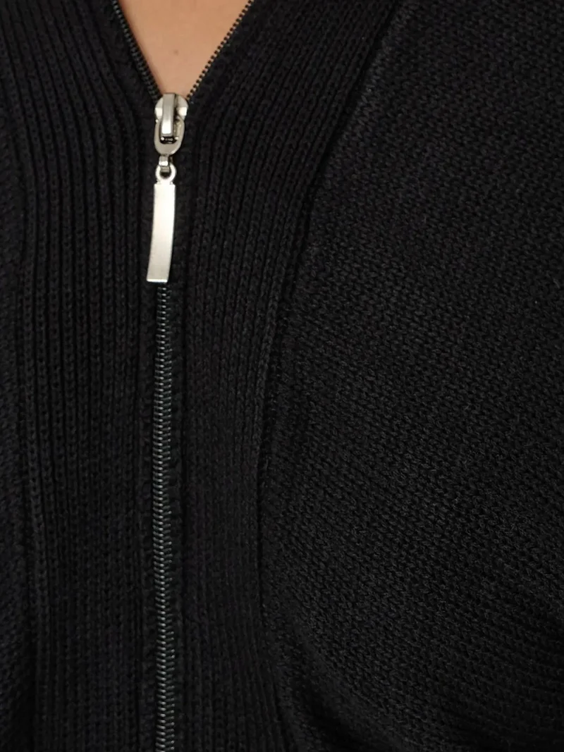Hiccup Black Oversized Zipper Collar Sweater for Women | Best Price UAE