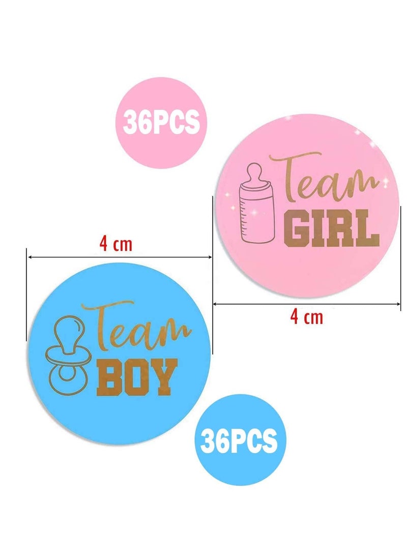 KASTWAVE Gender Reveal Stickers, 72 Pcs Baby Sticker Labels with Gold Glitter Letter Team Boy and Team Girl Stickers for Baby Shower Decorations and Gender Reveal Party Games - Image 2