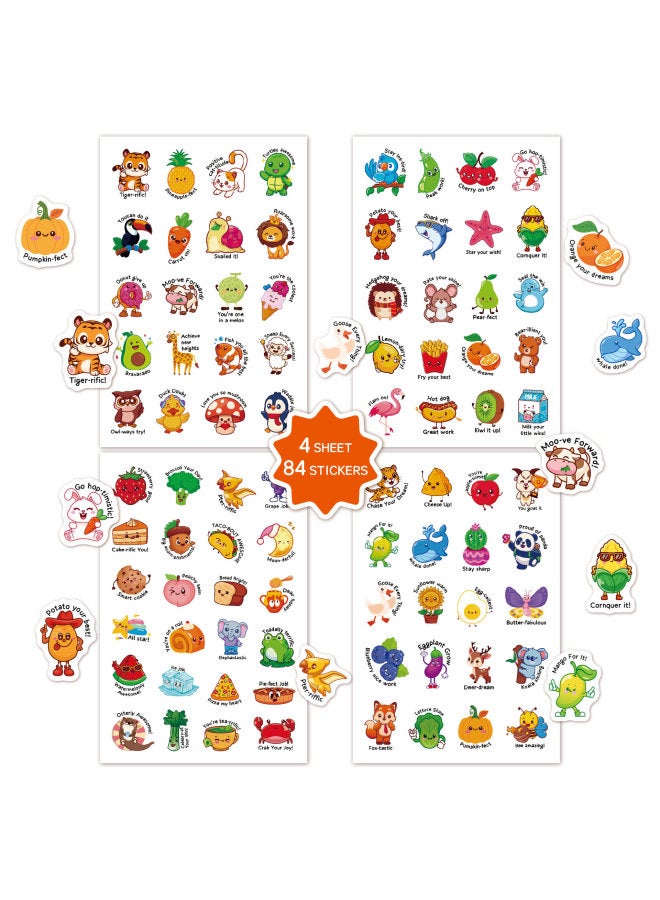 Cartoon Children's Inspirational Stickers, Cute Animals And Fruits, Fun And Creative Teacher Classroom Motivation And Reward Stickers