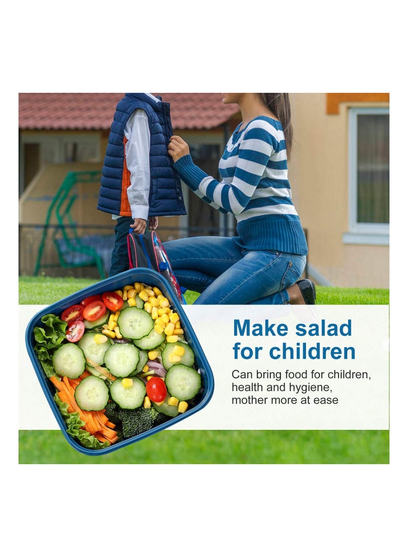 Portable Salad Lunch Container 52 Oz Salad Bowl 4 Compartments with Dressing Cup Large Bento Boxes Meal Prep to Go Containers