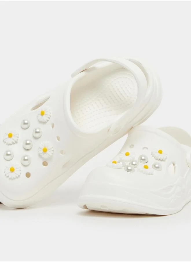 Styli Embellished Clogs with Backstrap