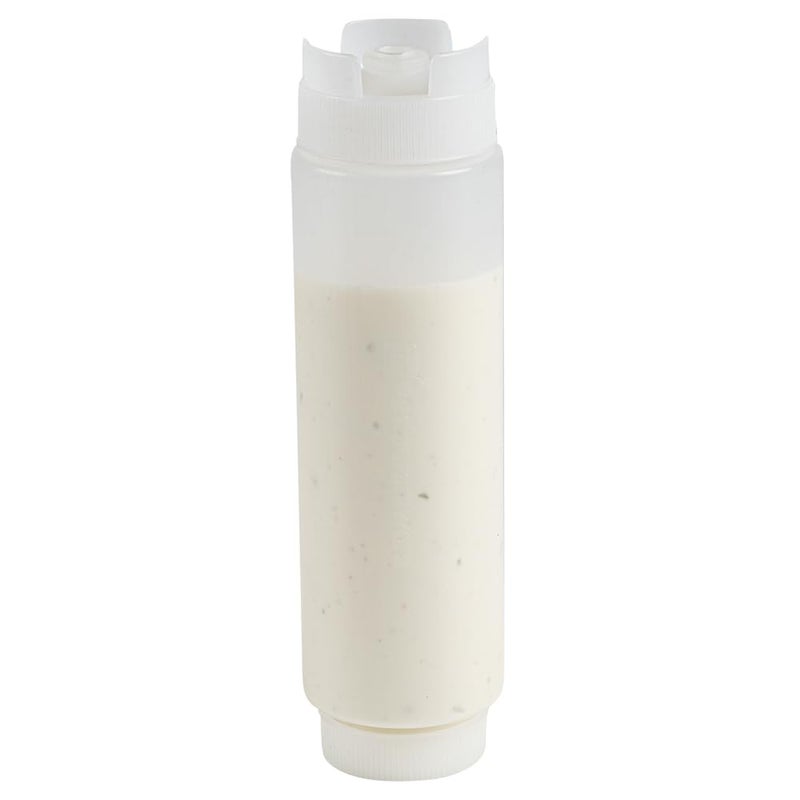 Restaurantware First In First Out 16 Ounce Condiment Squeeze Bottle 6 Refillable Lid FIFO Squeeze Bottle  Precision Dispensing Tip Flexible Clear Plastic Squeeze Bottle For Sauces