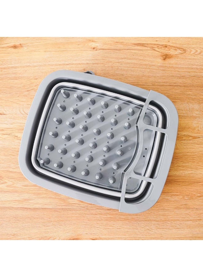 DANUBE HOME Danube Home Qlux Collapsible Multipurpose Tub 37X31.5X5.4Cm | Thermoplastic Elastomer Tub | Dish Drainer For Kitchen Sink Home Dining - Grey - Image 2