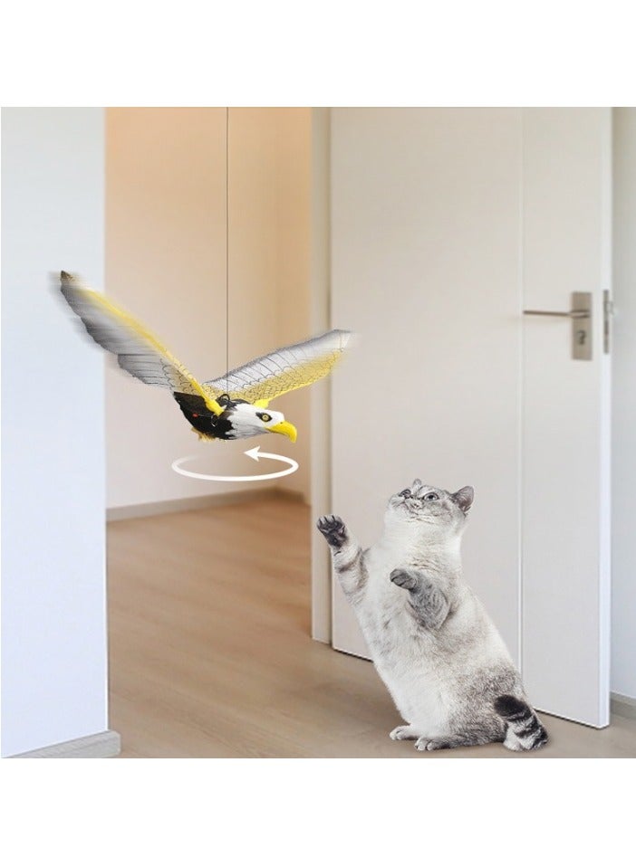 AROAQ لعبة القط الطائر، لعبة تفاعلية للقطط على شكل نسر مقلد يتم تعليقها على الباب، لعبة تفاعلية للقطط على شكل نسر معلق تلقائيًا، لعبة تفاعلية للقطط على شكل طائر محاكاة للقطط داخل المنزل، (نموذج النسر الصامت [بدون بطارية]) - Image 3
