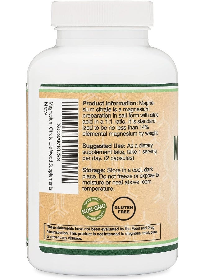 Double Wood Supplements كبسولات سترات المغنيسيوم 400 ملغ، 180 كبسولة (سترات المغنيسيوم) 800 ملغ حصة، بدون مواد حشو، آمنة للنباتيين، مصنوعة في الولايات المتحدة بواسطة دابل وود سوبليمنتس - Image 4
