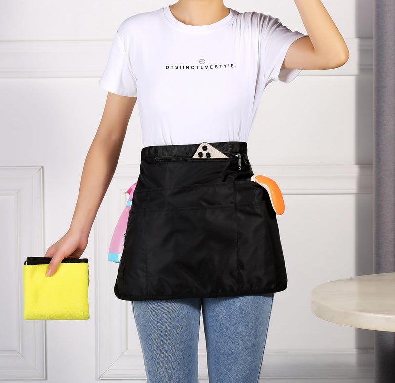 Bafelia Cleaning Caddy Apron for Women with 7 Pockets, Professional Waterproof Housekeeping Work Apron (1, Black) - Image 3