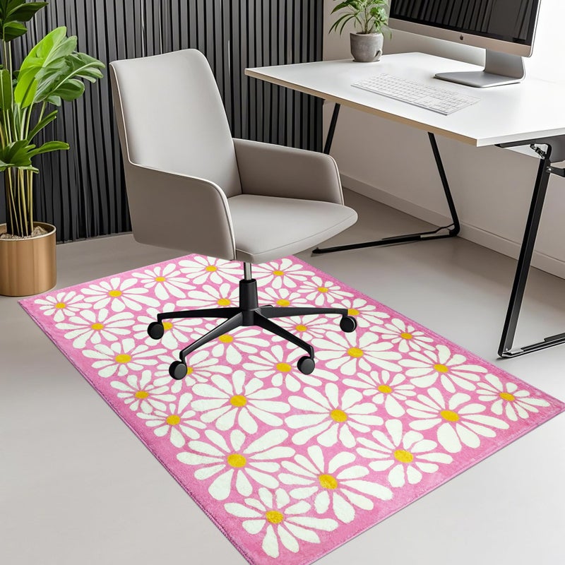 SHIYUE Office Chair Mat for Hardwood/Tile Floor Carpet, 36"x48" Computer Desk for Rolling Chairs Protector Gaming Non Slip Under TPR Backing Rug(Pink Floral) - Image 1
