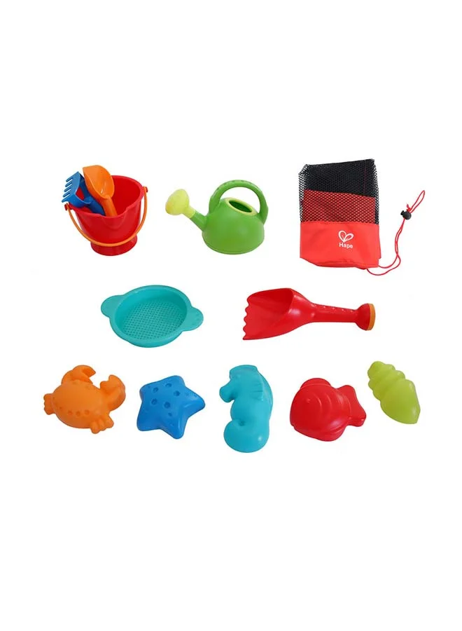 Hape Beach Sand Essential Pack With Mesh Bag 11-Piece