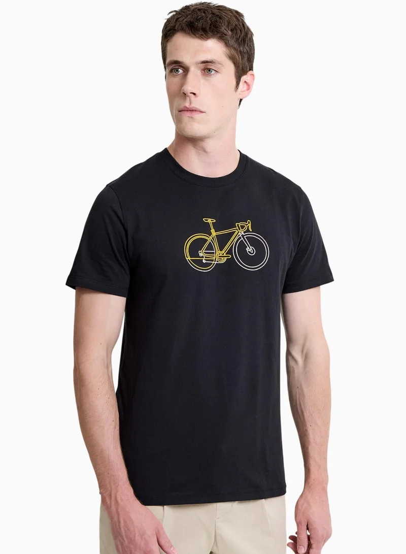 Short Sleeve Organic Bike Print T-Shirt