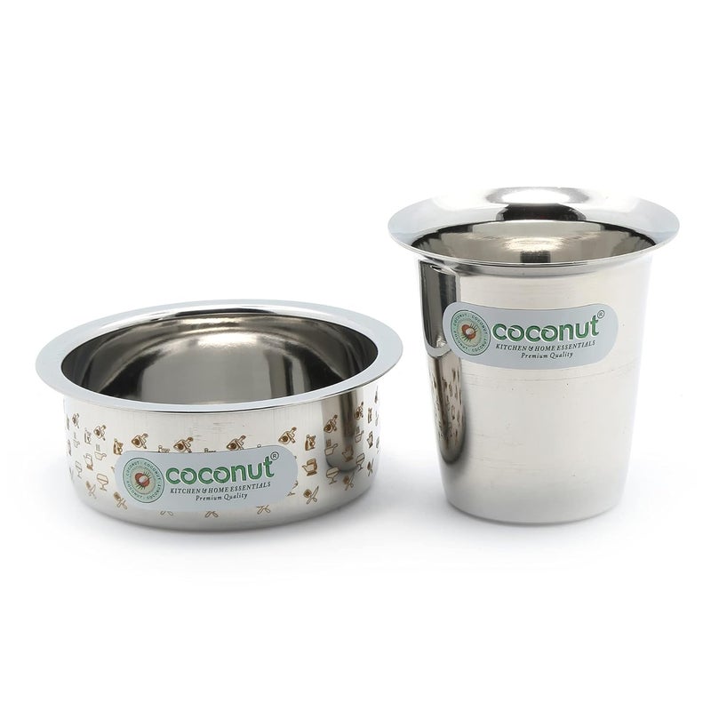 coconut Kumbakonam Dabara SetTraditional Kumbakonam Coffee Dabara SetTea Dabara SetPeetal ka Dabara SetGlass and Dabara SetPack of 6 Capacity 150MLEach Glass - Image 4