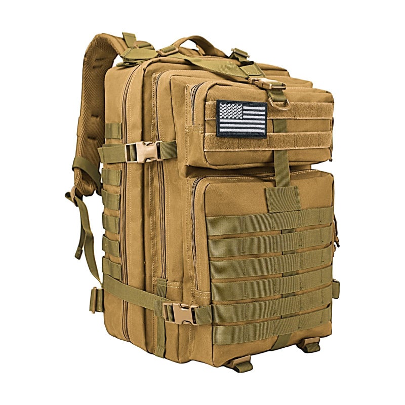WOLT Military Tactical Backpack for Men 45L Molle Backpack 3 Day Assault Pack Bug Out Bag, Heavy Duty Rucksack for Hiking Gym(Khaki) - Image 1