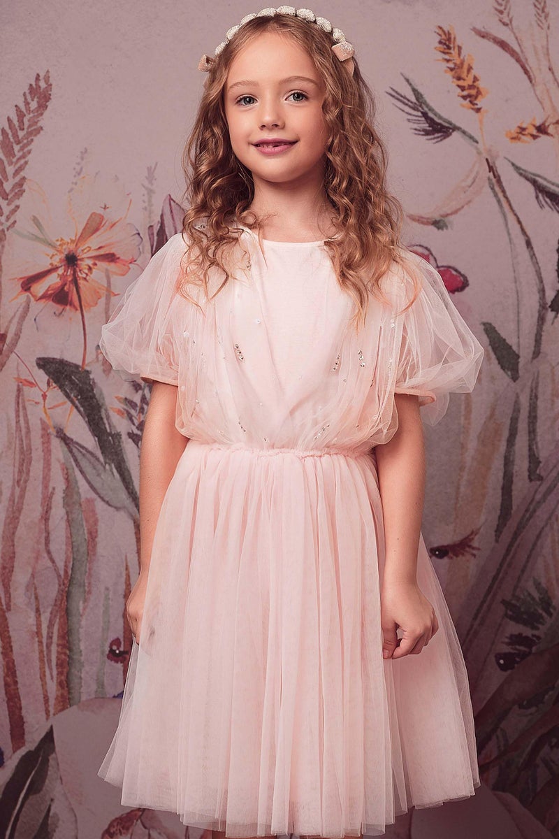 TUTULAND Baby Girl Tutu Dress - Puff Sleeves Sequin Tulle Tiered Layered Flower Wedding Birthday Photo Prop Dresses - Image 3