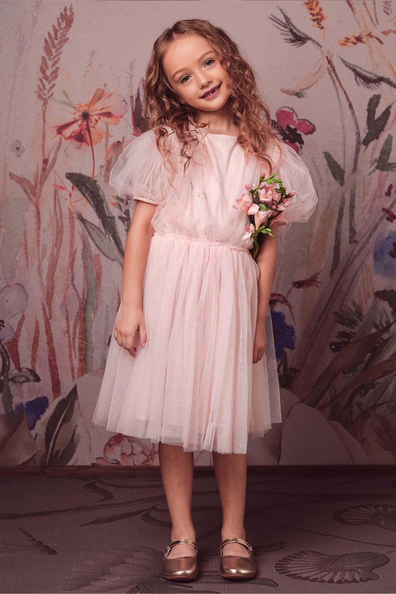 TUTULAND Baby Girl Tutu Dress - Puff Sleeves Sequin Tulle Tiered Layered Flower Wedding Birthday Photo Prop Dresses - Image 2