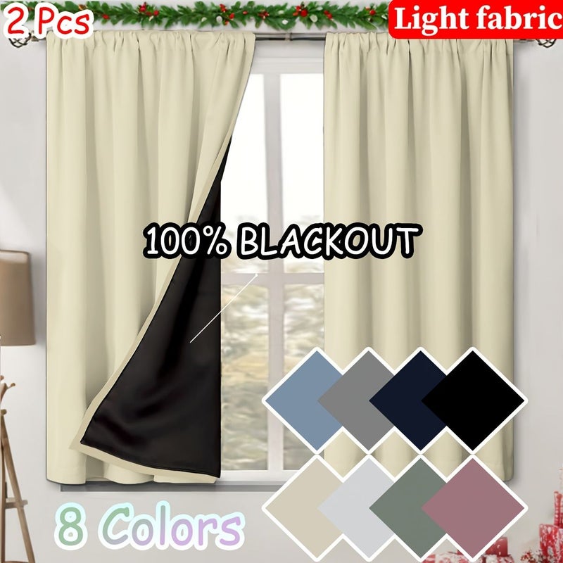 Pack Of2 Lotus Color Solid Blackout Kitchen Curtains W28xL47 Inch Rod Pocket UV Protection Privacy Lightweight All Season For Kitchen Bedroom Living Room Office - Image 4