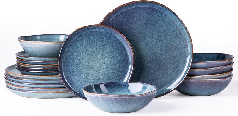 AmorArc Ceramic Dinnerware SetsHandmade Reactive Glaze Stoneware Plates and Bowls SetHighly Chip and Crack Resistant  Dishwasher  Microwave Safe Dishes setService for 6 18pc - Image 1